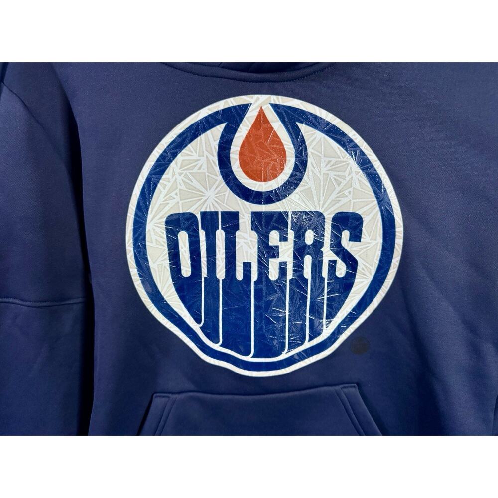 Edmonton Oilers Adidas Navy Pull Over Hoodie Women's S Performance Sweatshirt - Picture 2 of 3